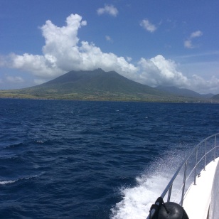 Cruising by St. Kitts, dormant volcano