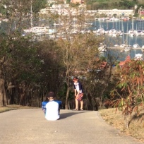 R&R hiking the mound, Port Louis, Grenada