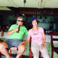 Patti & Chuck at Coconuts, Grand Anse Beach
