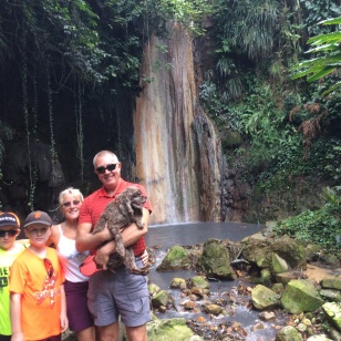 Ryan, Ronan, Theresa, Randy & Patton @ Diamond Falls, St. Lucia, Botanical Gardens