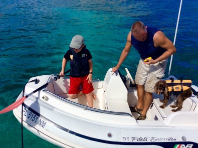 Ryan, Randy & Patton securing the dinghy in Majors Bay, St. Kitts