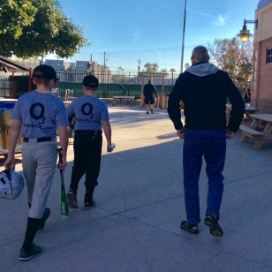 Ryan, Ronan & Randy, heading to the field (Jan. 2018)